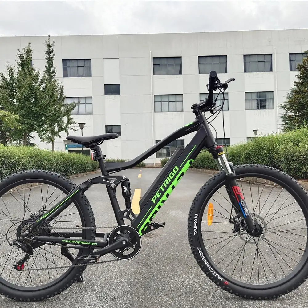 PETRIGO 26 inch Commuting Electric Bicycle Bike Cruiser Electric Bike Full Suspension Fat Tire Electric Bike
