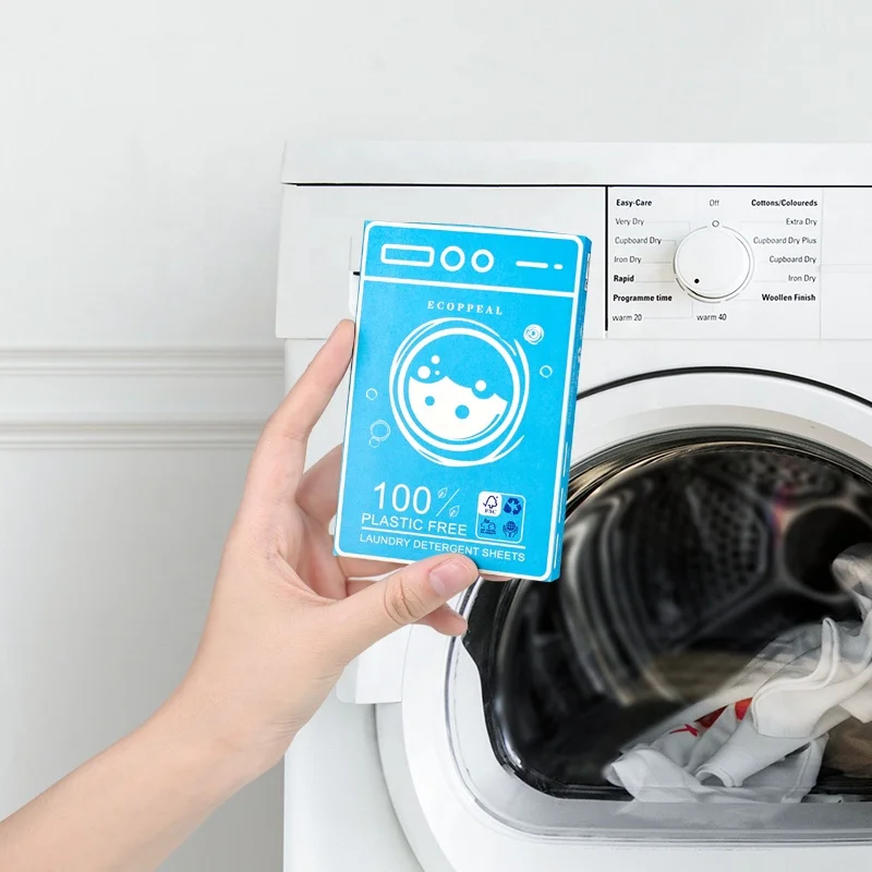 Eco FSC Certified 100% Plastic Free Natural Plant Based Laundry Detergent Sheets Cloth Washing Cleaning Strips