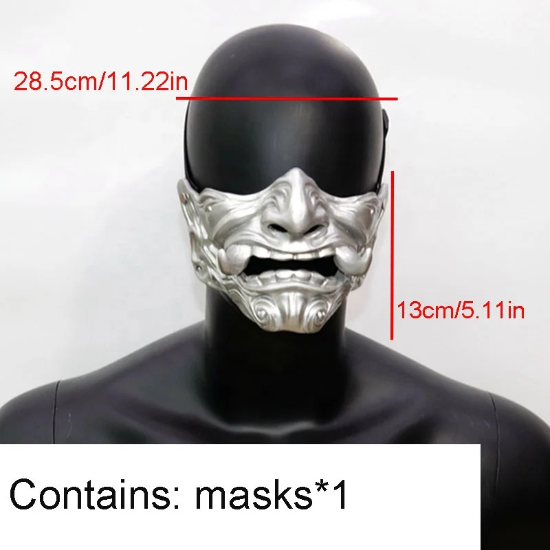 Halloween evil half face mask, cosplay devil party realistic carnival ball face changing costume