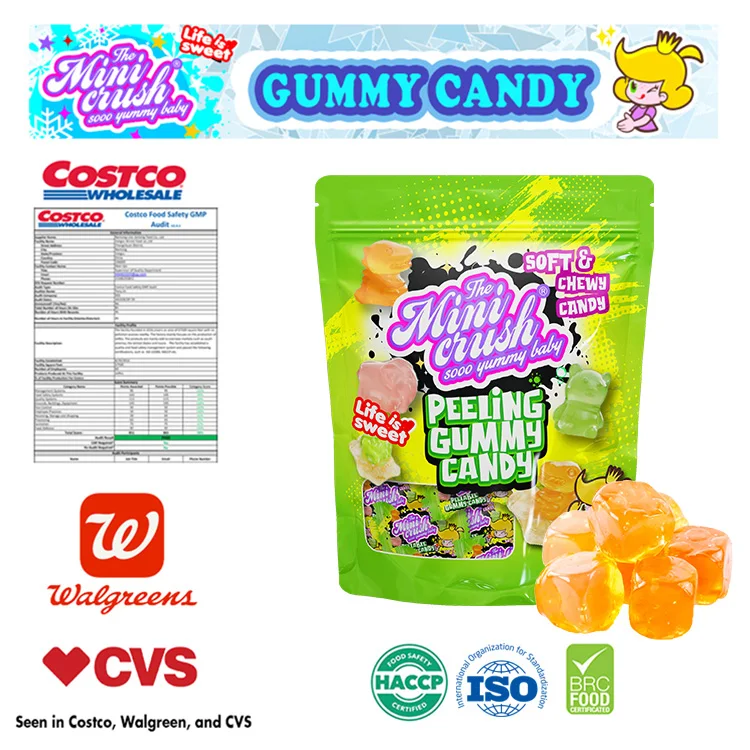 Candy Manufacturers Supplier Wholesale Sweets Peeling Soft Candy Fruity Flavors Peelable Candy