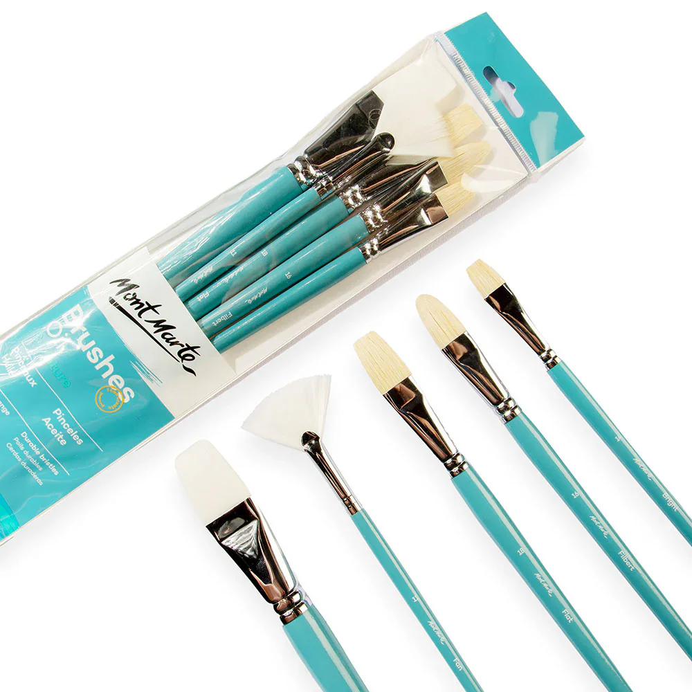 Mont Marte Gallery Series Brush Set Oils 5pc paint brush set