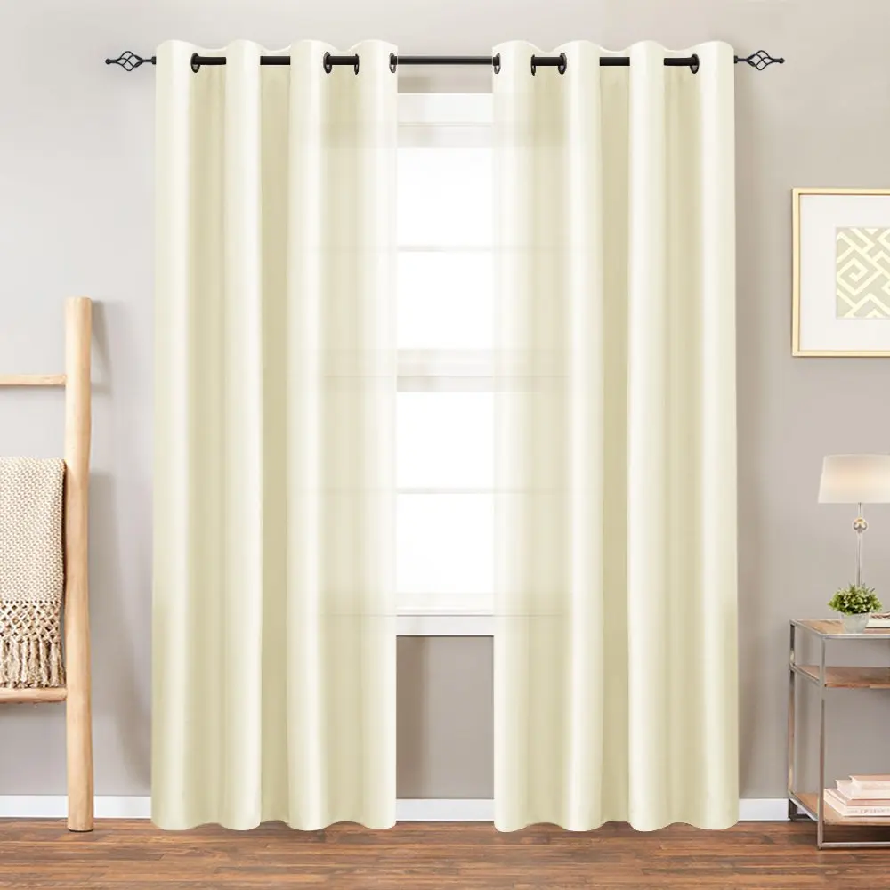 100% полиэстер материал серый 84 дюймов пижама из искусственного шелка, оконные шторы с 8 шт. Люверсами