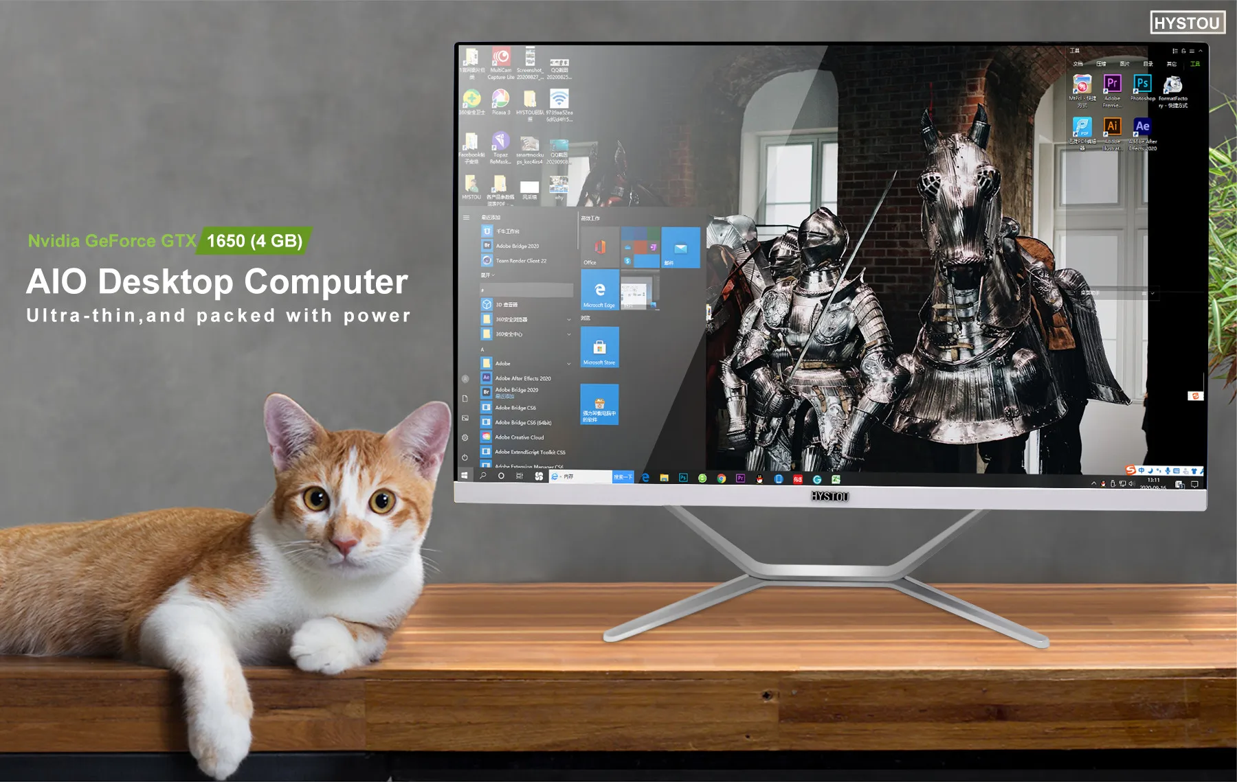 HYSTOU 27 inch All In One PC i7 9700F i9 11900F GTX 1050 TI Gaming Graphics Card Desktop Computer All-in-One PC