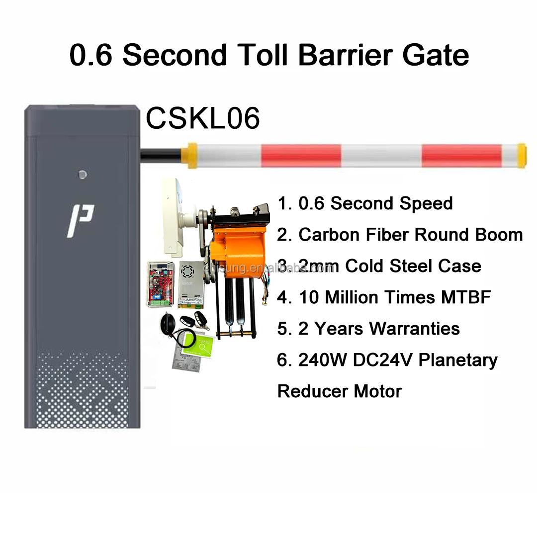 Newest DC 24V Planetary Reducer Motor 0.6S Speed Automatic Barrier Gate with Straight/Round Boom