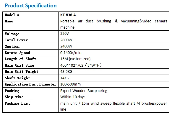 negative AC air duct cleaning machine equipment for ventilation cleaning