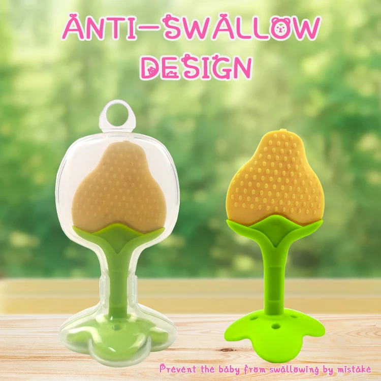 OBJ OEM/ODM baby food grade silicone teether baby teething stick Deer fruit style children banana teether wholesale