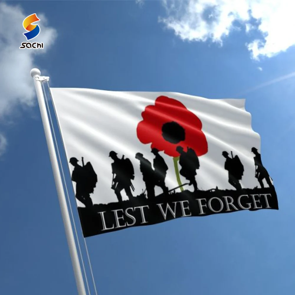 Custom Polyester Flag for Car Window Anzac Day Poppies Veteran Remembrance Novelty Flag Banner Home Decor Lest We Forget Flag