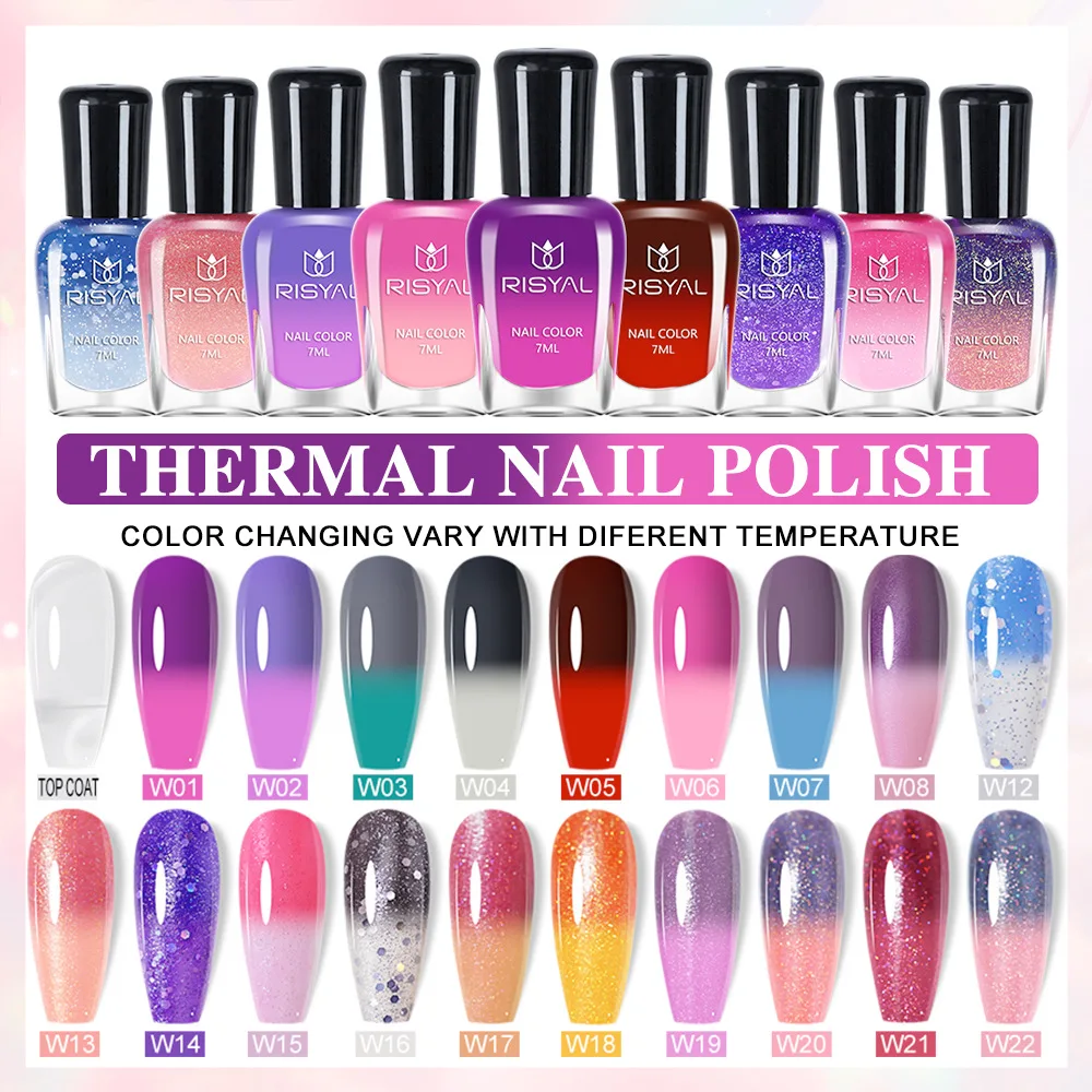 7ml Temperature Color Changing Nail Thermal Gel UV LED Polish OEM Custom Logo Gradient Thermal Shimmer Soak Off Gel Nail Polish