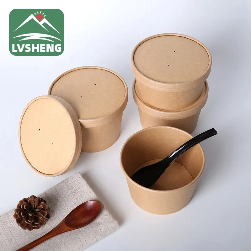 500 ml-1300 ml Paper Bowl Chinese Manufacture Paper Round Salad Bowl Kraft