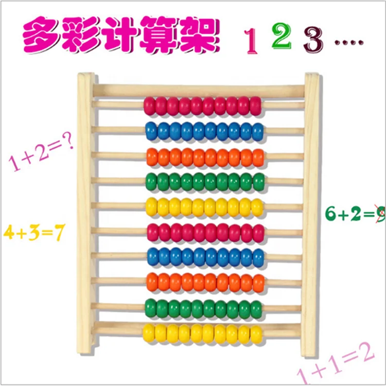 Children early educational intelligent learning baby montessori beads math counting wooden abacus toy for kids