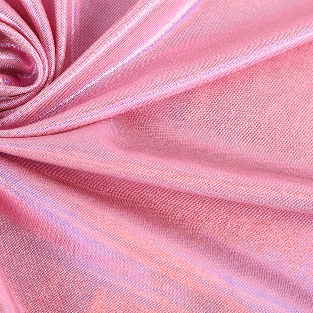 Wholesale Four Side Shiny Shattered Glass Neon Holographic Polyester Foil Print  Fabric Foil Fabric