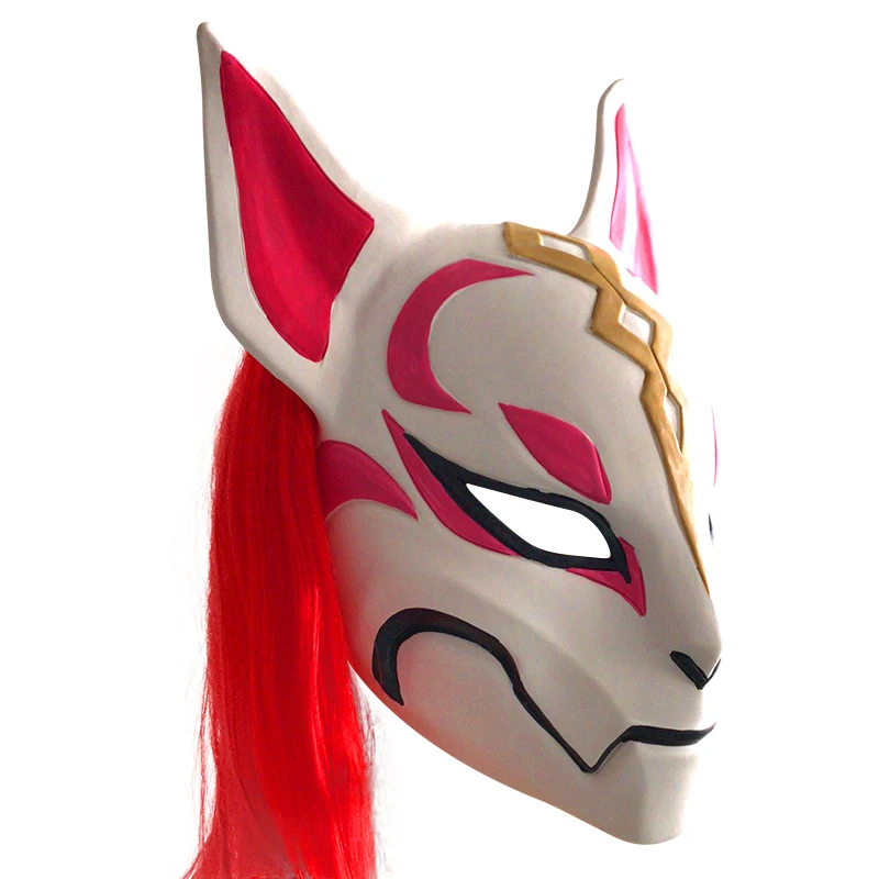 Funny Fox Drift Mask with red hair Halloween latex Costume Party Mask Custom Logo Printed Animal Shape
