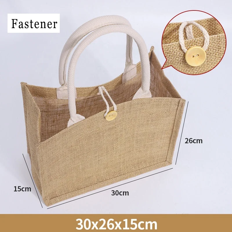 Custom reusable eco friendly natural hessian burlap beach shoulder bag plain canvas jute grocery shopping tote bags