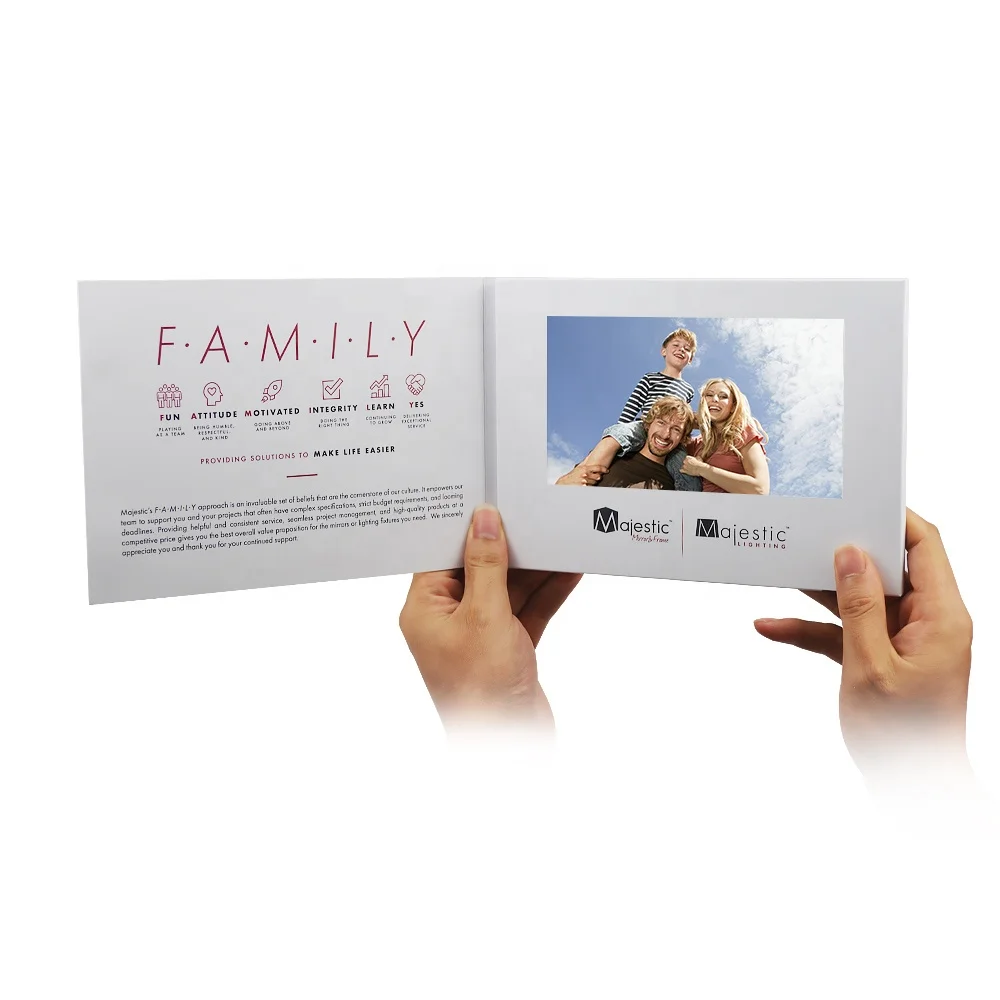 
Custom 4.3 5 7 10 inch lcd tft screen video brochure catalog for greeting gift invitation business card marketing 