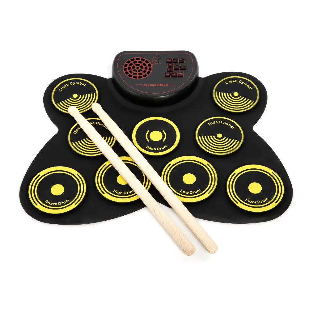 YIZHI Colorful Electronic Drum with Speaker Kids Musical Instrument Environmental Silicone Hand-rolled Digital Drum