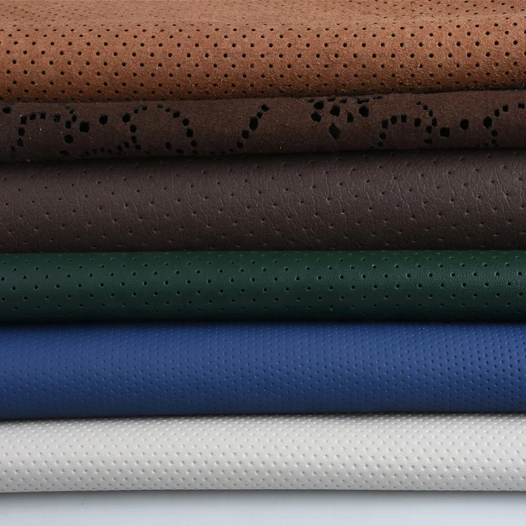 0.4Mm-2.0Mm Perforated Synthetic Leather Pu Synthetic Leather Fabric Perforated Leather Fabric For For Car Seats Sofa Furniture