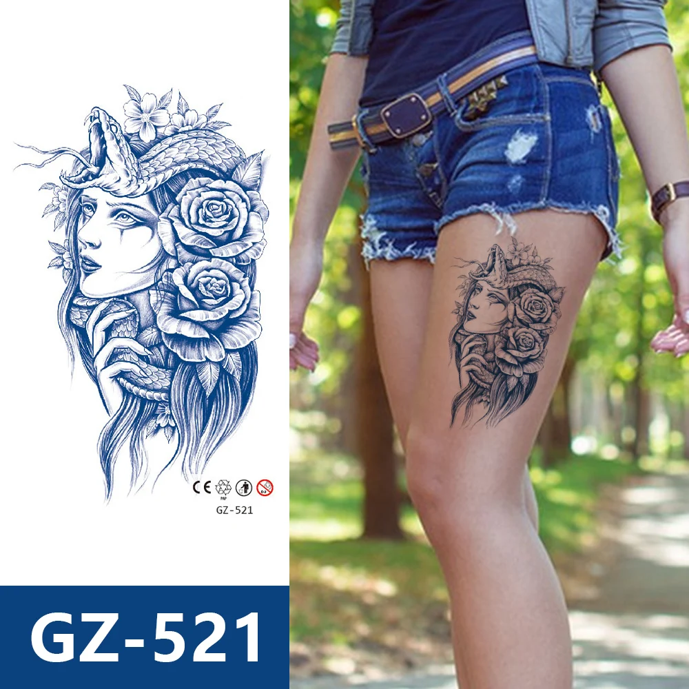 Semi Permanent Tattoo GZ Series Flower Design Temporary Tattoo Long Lasting Sexy Chest Arm Tattoo Sticker