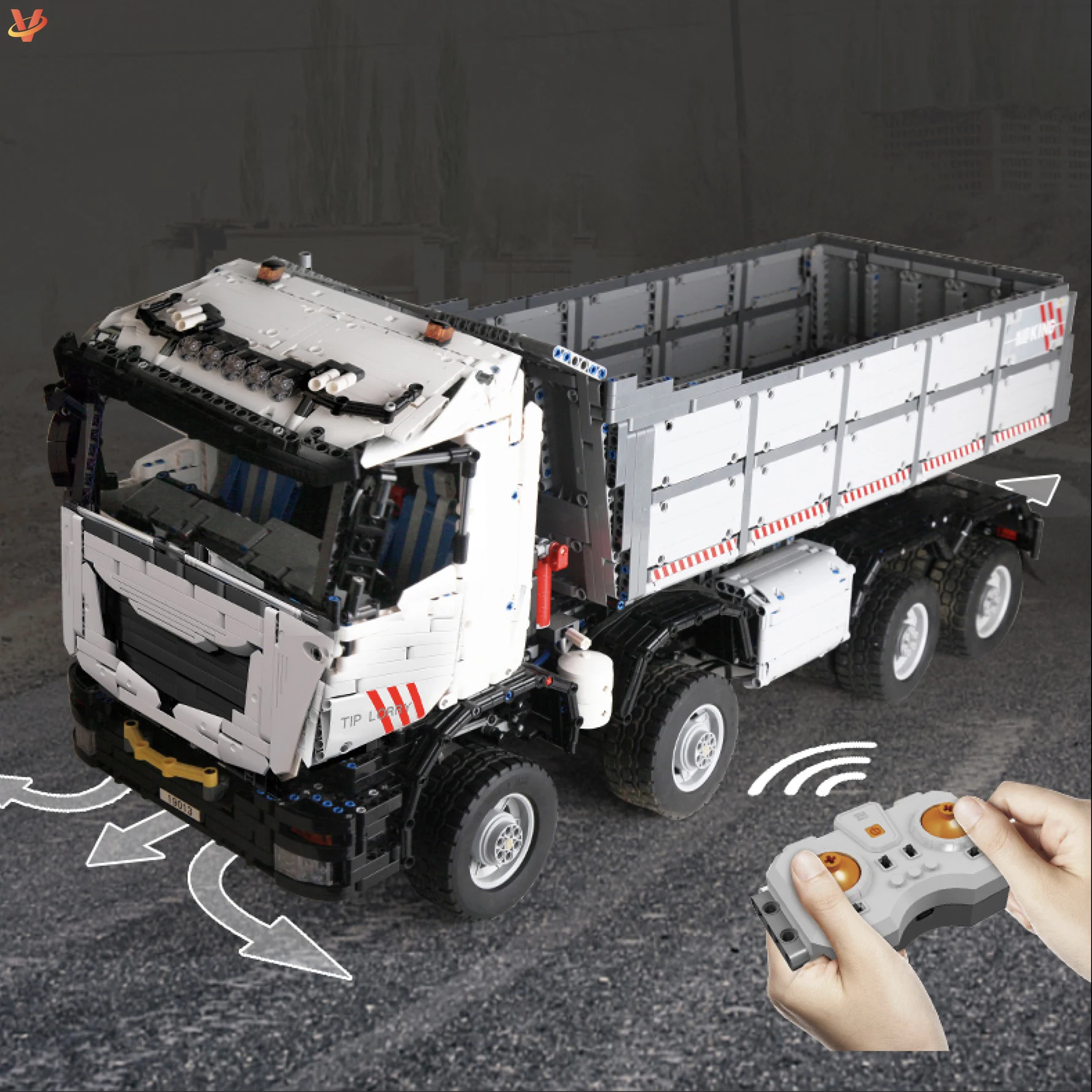 MOULD KING 19013 Technical APP RC construction vehicle Motor DIY Bricks engineering vehicle Pneumatic Dump Truck Building Block