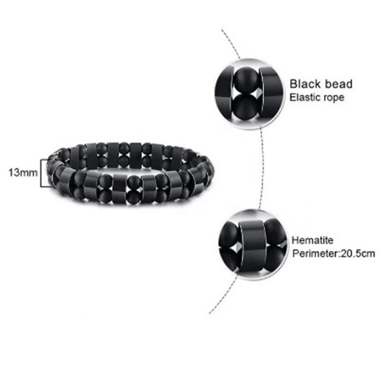 Magnetic medical bracelet colorful black gallstone men weight loss energy bracelet for men