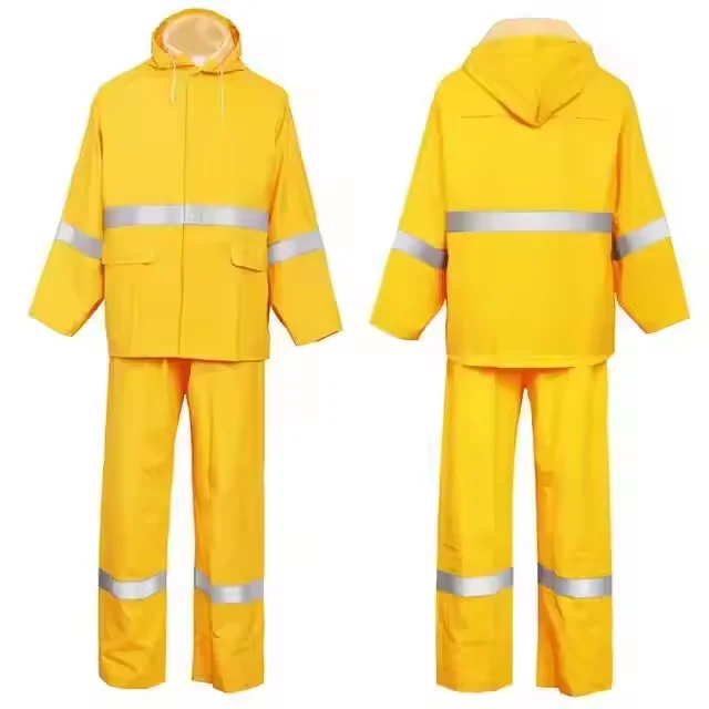 High Quality PVC Polyester Raincoat Heavy Duty Waterproof Rain Coat Pants and Jacket for Men Women Rain Wear