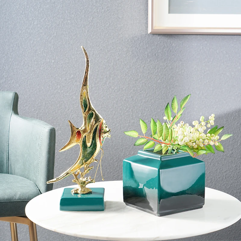 SANLOREN Green Base Fish Ornament Fashion design for office desktop decoration best for present gifts