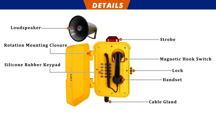 HeoZ Hot Sale IP68 Analog Cordded Emergency Telephones Help Points For Marine Offshore Onshore