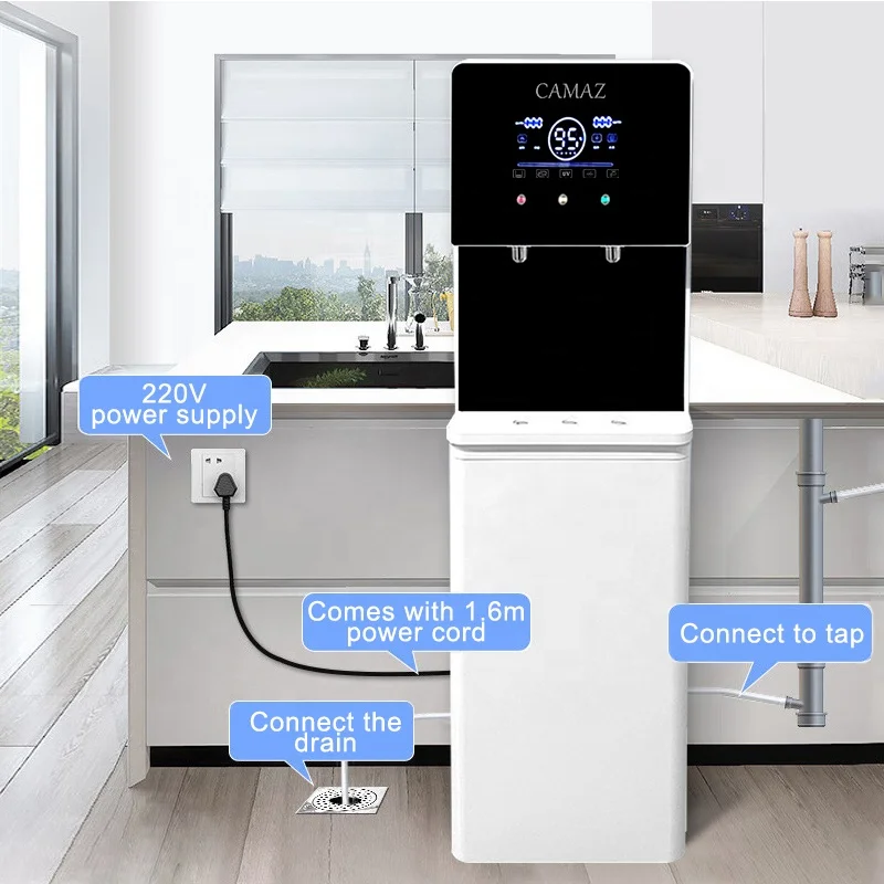 CAMAZ 3000ppb hydrogen rich water dispenser hot cold water RO reverse osmosis freestanding water dispensers