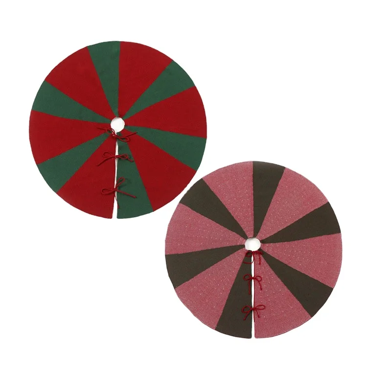 Wholesale Custom Made Christmas Decorations Plaid Cloth Tree Skirt Apron Red Green Gray White Christmas Tree Cushion Decoration