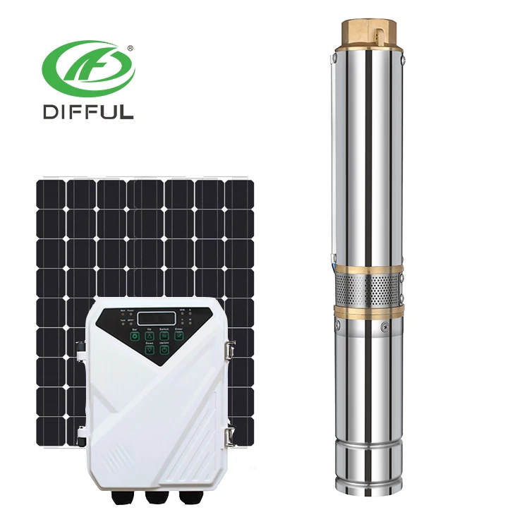 china Difful brand solar controller solar panel submersible pump with battery solar powered borehole pump