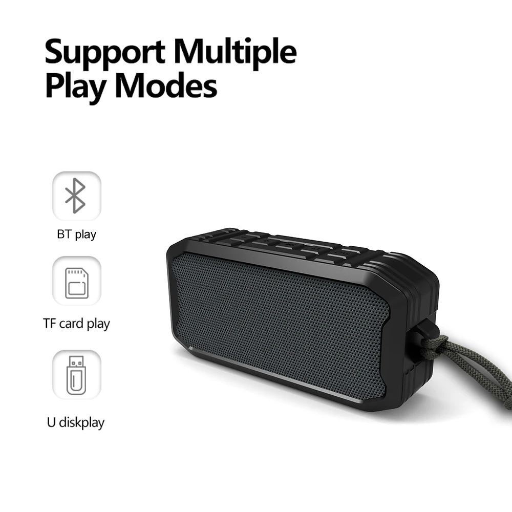 IPX 7 водонепроницаемый беспроводной портативный динамик с FM-радио стерео большой емкости перезаряжаемая батарея