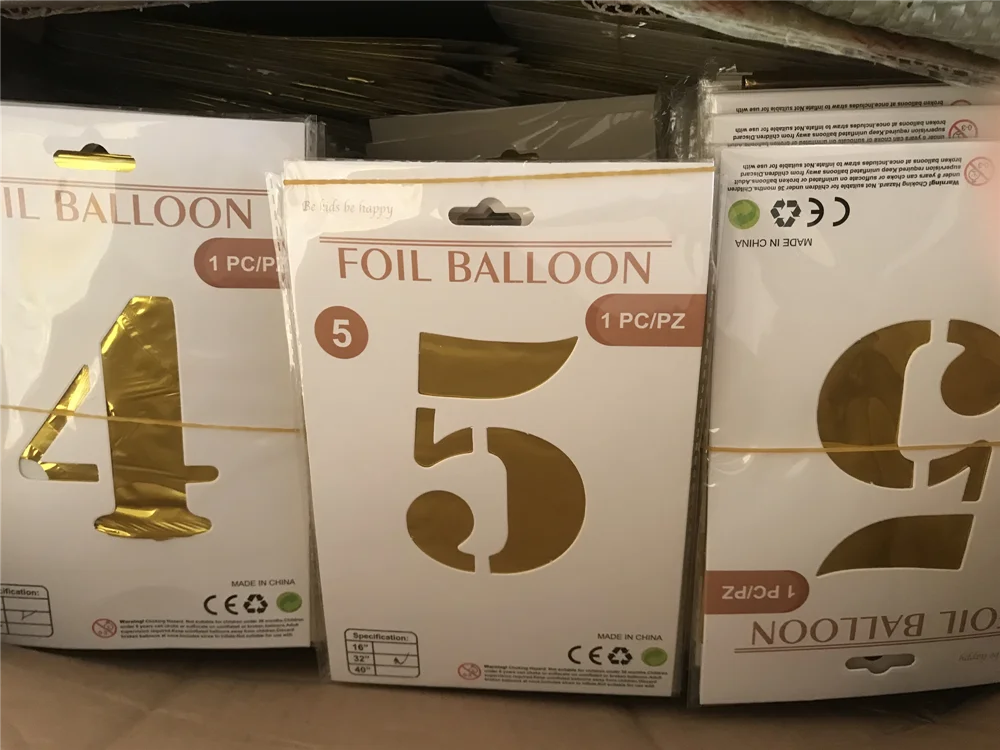 China Directly supplier 0-9 40 Inch Gold Number Foil Helium Balloons With Paper Card Individual Single Packaging