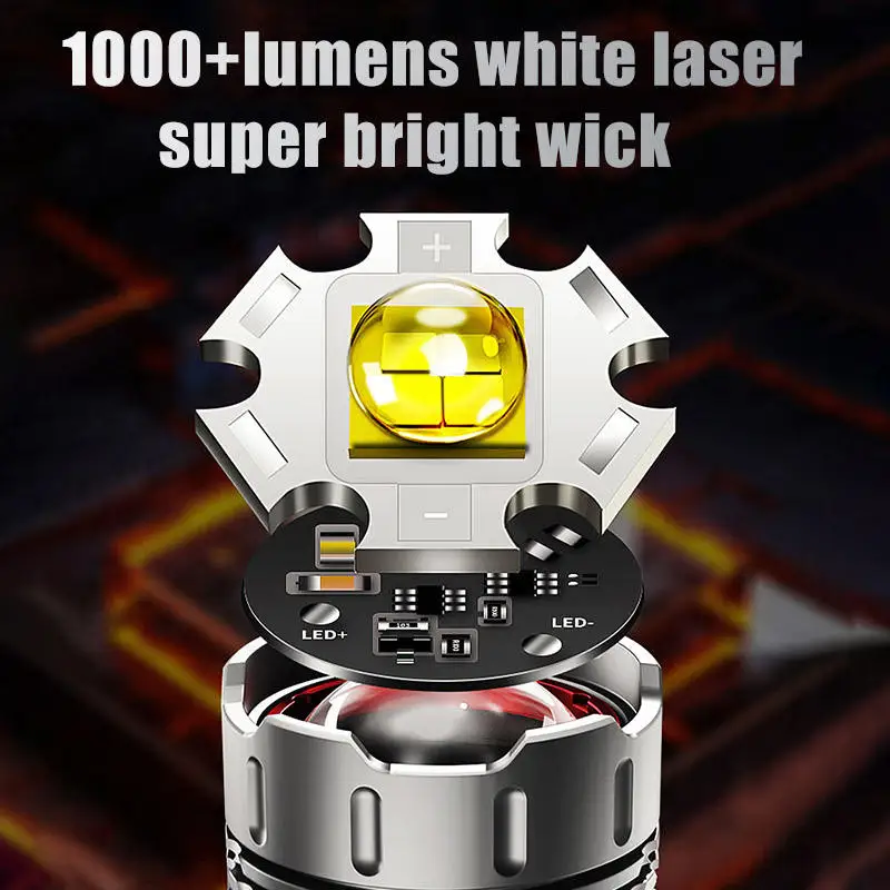 Powerful 1000 Lumen high power white lazer wick head lamp Waterproof head torch Led Rechargeable Zoom Headlamp