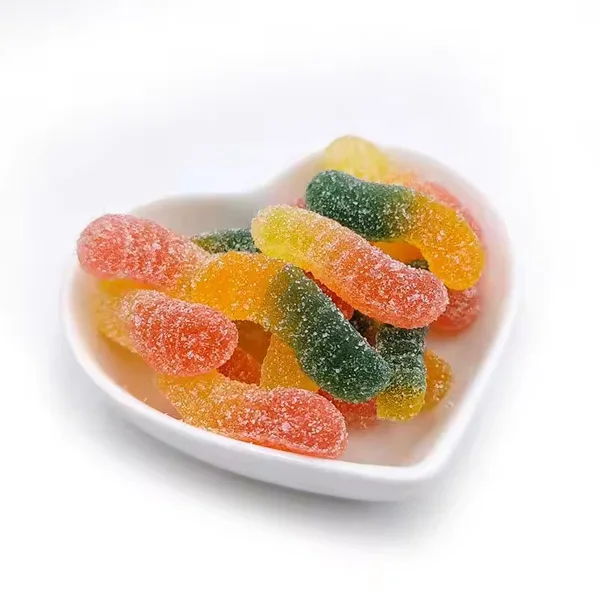 Wholesale Custom Worm Shape Sweet Sour Mix Fruit Flavor Jelly Gummy Candy