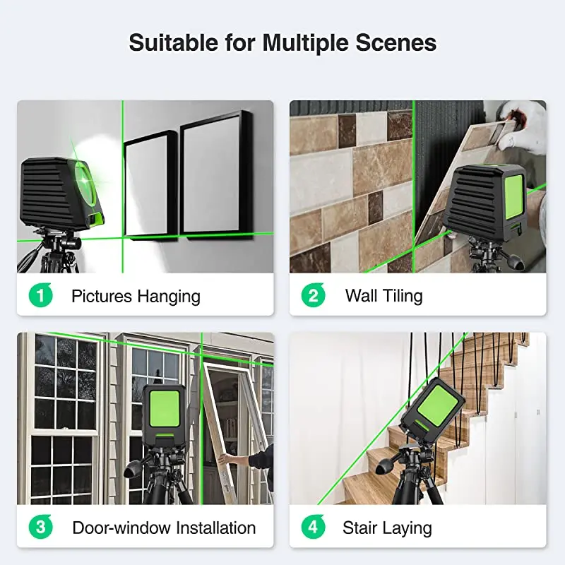 Huepar BOX-1G Electronic Laser Level Self-Leveling Cross Green Rotary 360 Laser Celling Stand