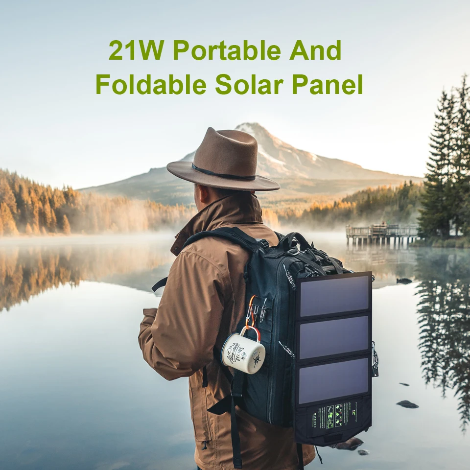 Factory Price Foldable 5V21W Solar Panel for Camping  Portable Foldable Solar Charger for Phone With USB Output Outdoor Use