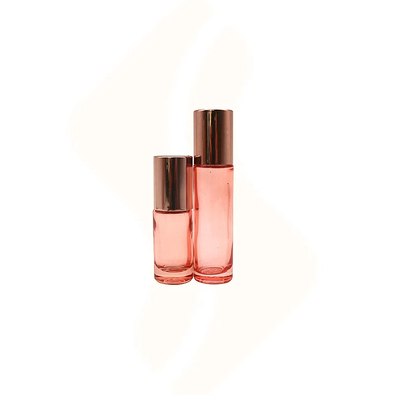 In Stock 5ml 10ml Cosmetic Packaging Rose Gold Roll On Bottle Essential Oil Pink Glass Roller Perfume Bottle