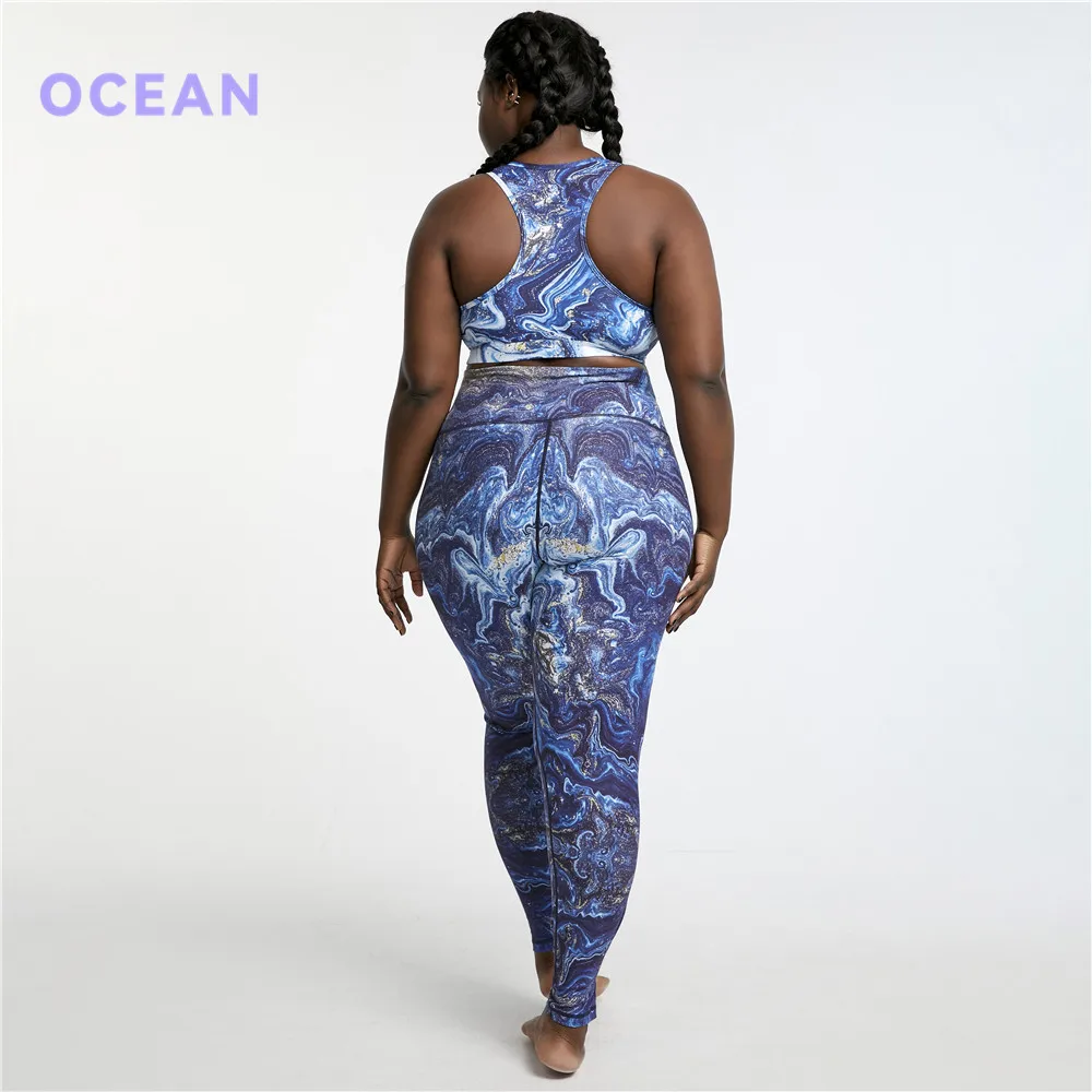 Sky printing on S-5XL plus size lady yoga wrokout clothing sports appearal with customized logo factory price