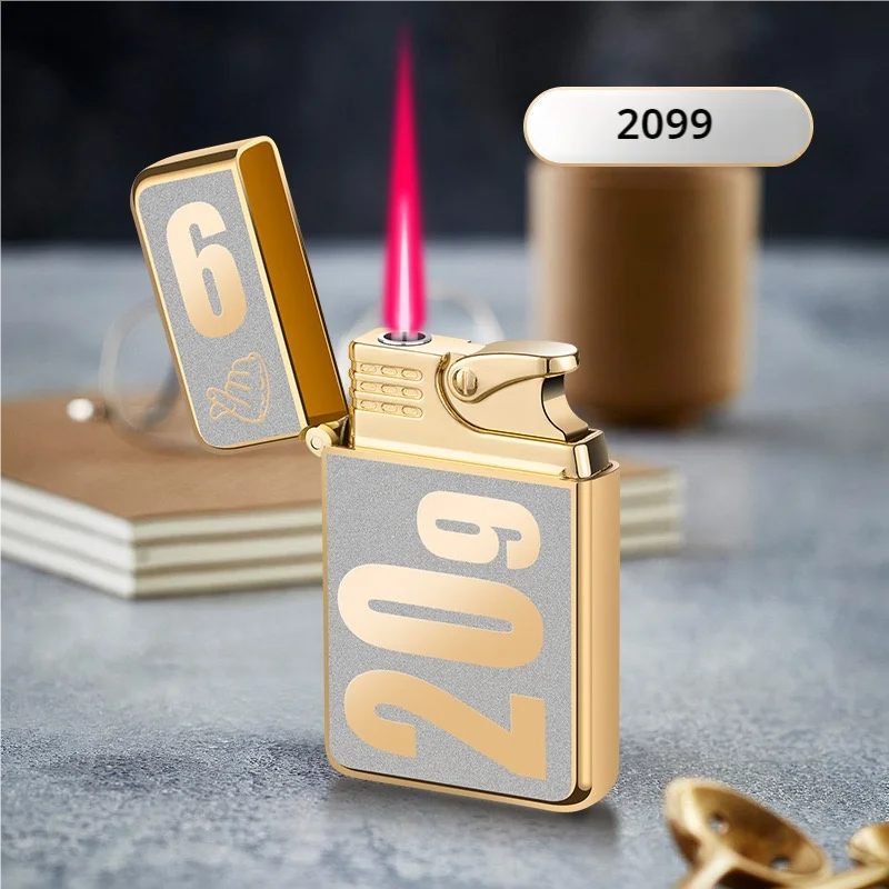 Torch Cigar Lighter Refillable Butane Cool Windproof Lighters Metal Casing,Direct Flame Lighter For Smoking Jet Flame