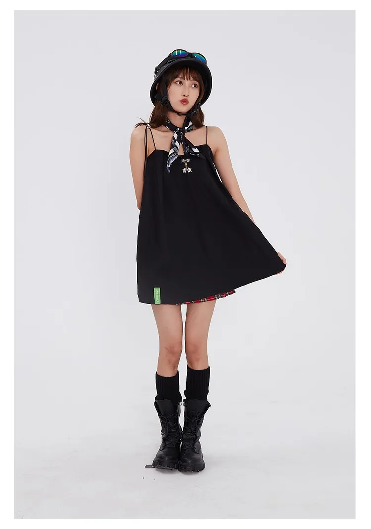 Summer Best-Selling Minimalist Style Cute And Sweet Black Halter Puffy Short Dress