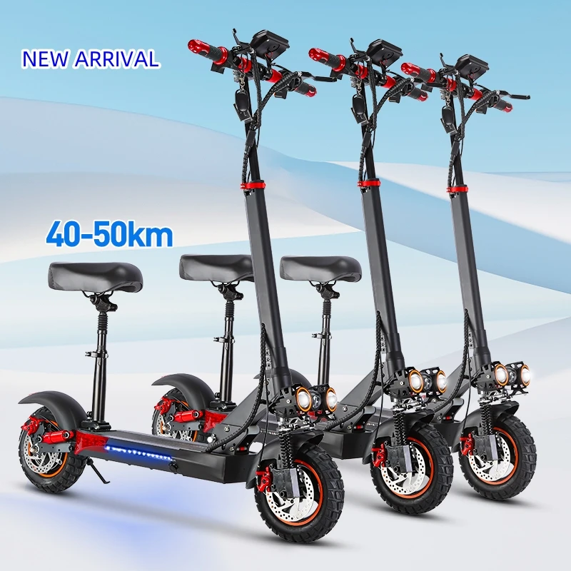 2024 new Anti-theft Alarm Remote Control Bluetooth Speaker SEAT 10inch off road 500W 800W  3 Headlights Adult Electric Scooters