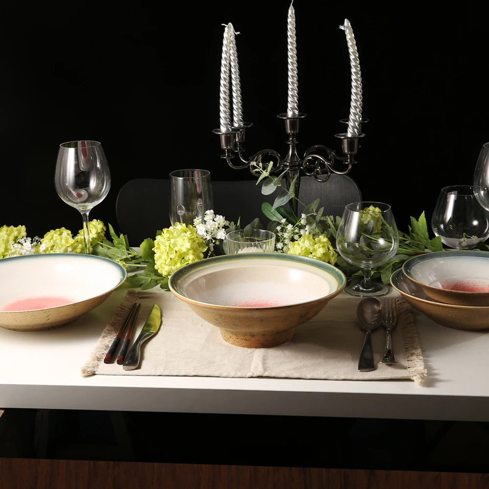 WEIYE Japanese Different Types Serving Ceramic Round Ramen Bowl Set Good Quality Deep Porcelain Bowl Spaghetti Salad Big Bowl