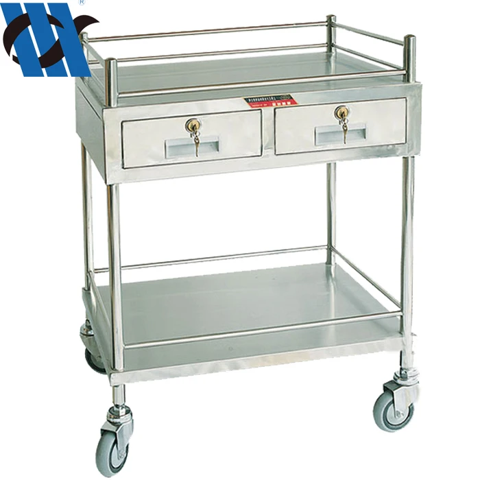 BDT205 hospital crash cart with drawers medical trolley stainless steel medical trolley