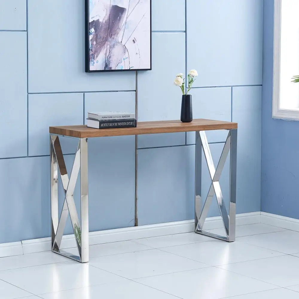
Modern Design Wooden Top Stainless Steel Hallway Entrace Furniture Console Table 