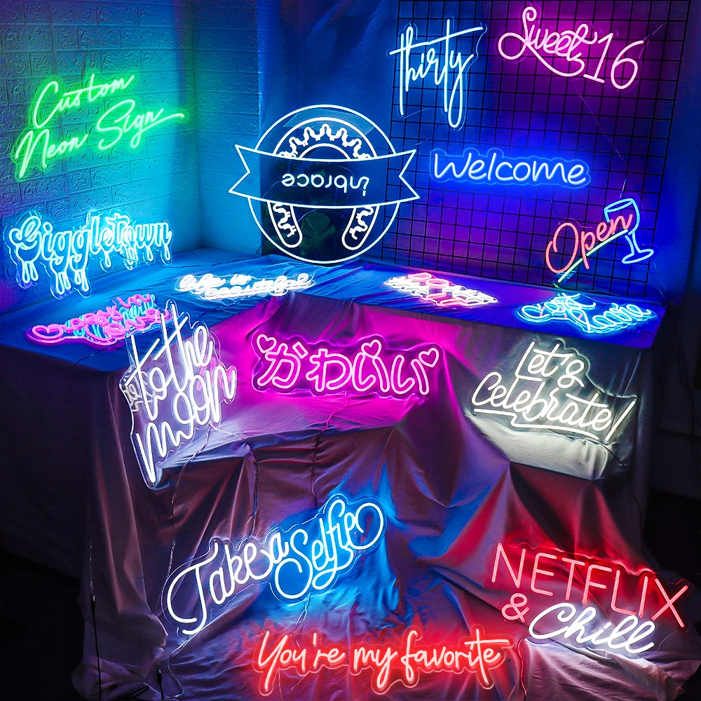 Outdoor custom led advertising Led logo wedding will you marry me welcome Happy birthday wall sign 12V neon sign