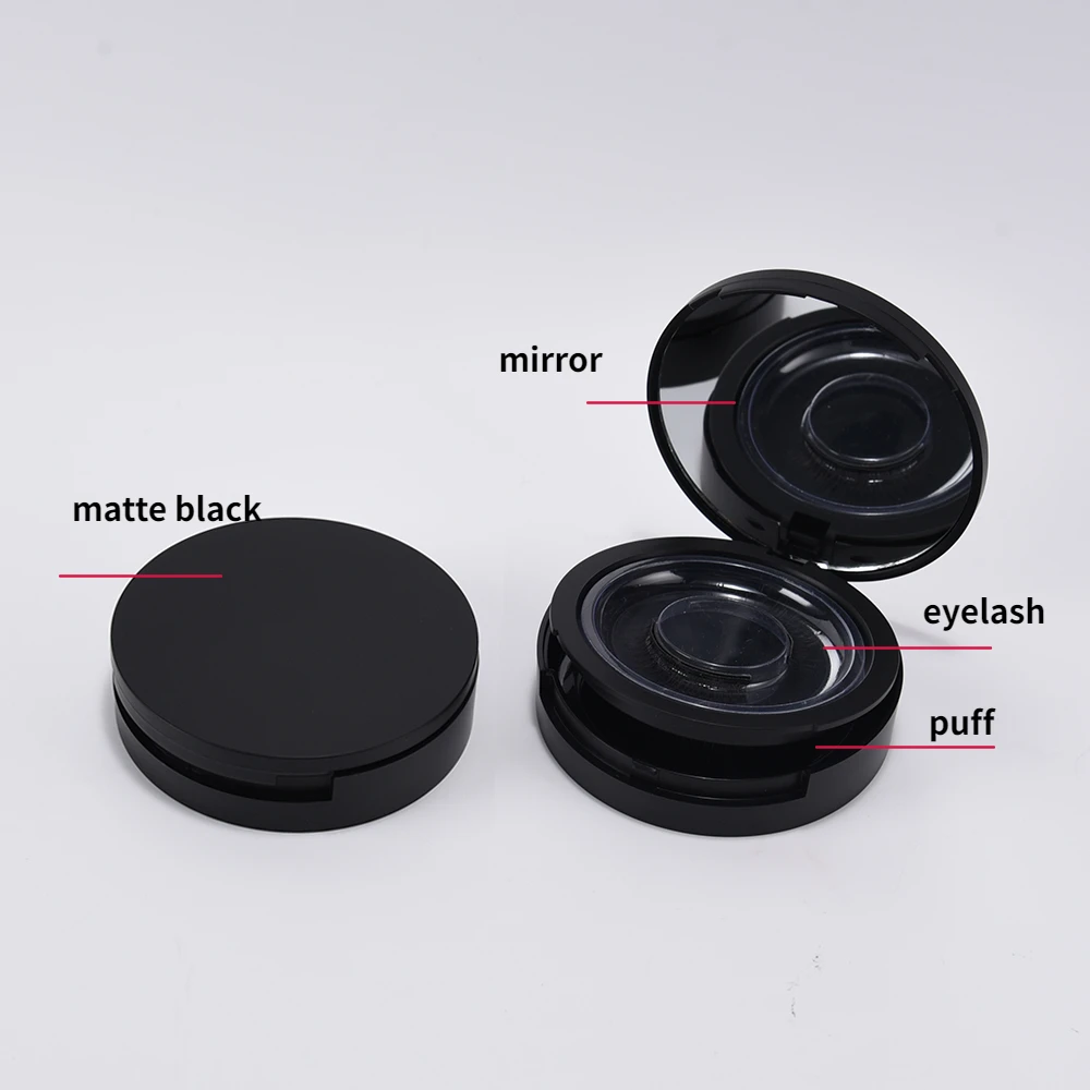 59mm case private label  eyelash container packaging round empty eyelash compact case with mirror
