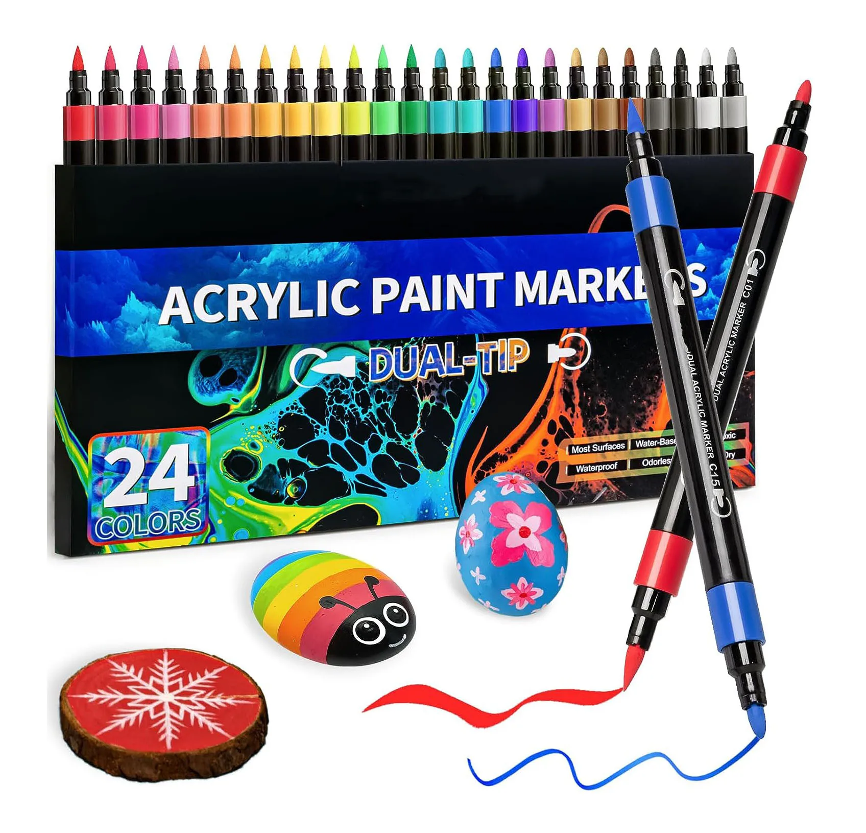 Dual tip acrylic marker 24 professional acryl marker suppliers acrylic markers brush tip