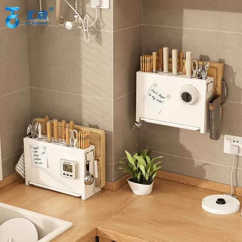 Wall-mounted Kitchen tool rack knife fork chopsticks chopping Borad rack countertop multifunctional drain storage rack