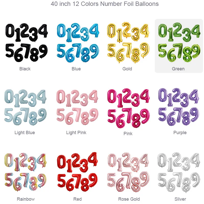 Новое поступление 2021 г. воздушные шары Globos из фольги зеленый Гелиевый шар 40 дюймов с цифрами для фотосессии на годовщину