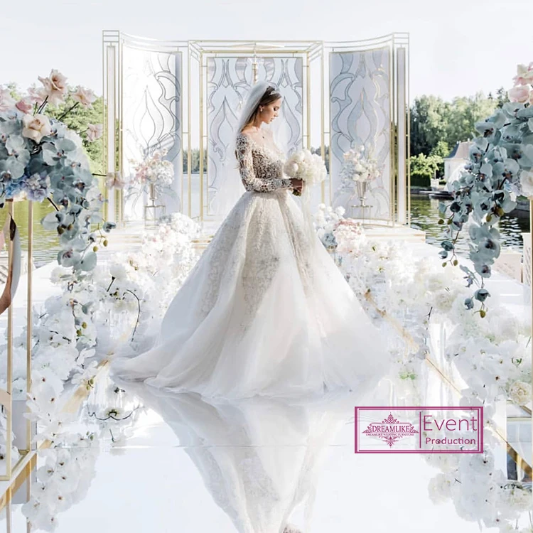 Wedding decor new products gold metal frame acrylic wedding backdrop rentals