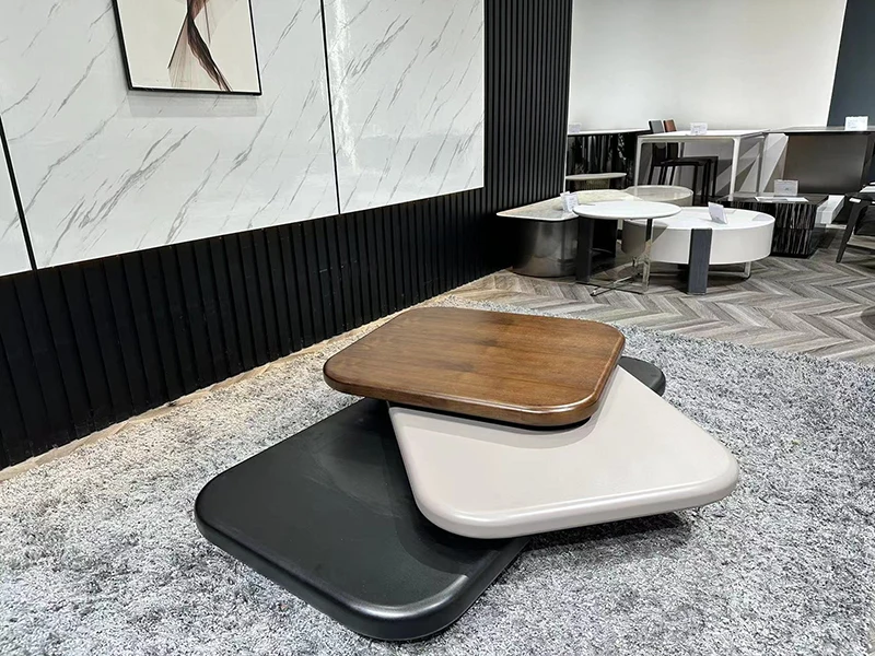 Italian Modern Simple Villa Coffee Table Minimalist Walnut Veneer Revolving Extendable Low Tea Table Furniture for Living Room